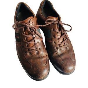 Ecco Brown Leather Hydromax Soft Spike golf shoes 11.5 EU45 EUC